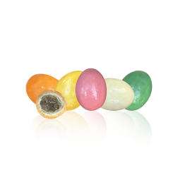 Multicoloured chocolate eggs with a crispy praline centre
