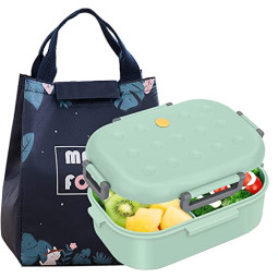 Aqua Bento Box W/ Free Lunch Bag & Fruit Forks / PC