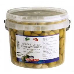 Madama Stuffed Green Olives With  Garlic 2KG /Pail