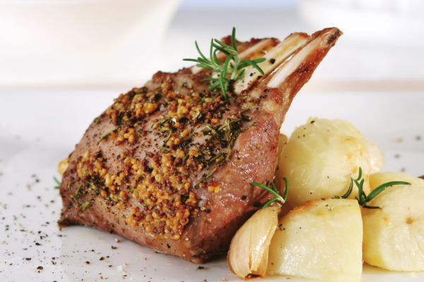 Lamb rack with rosemary & mustard