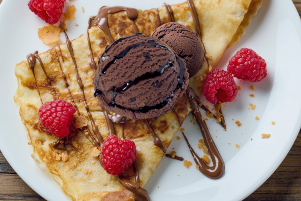 Crepes Topped With Erhard Ice Cream