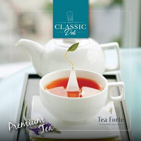 Experience a morning rejuvenation with Tea Forte's Premium Tea, available now at Classic Deli. Shop today and awaken your senses!