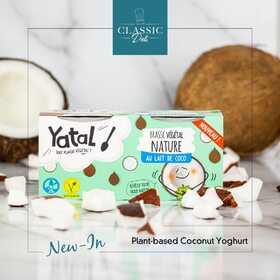 Yatal! Our new plant-based coconut yoghurt with delicious variety! 🥥 
If your favorite flavor is chocolate, vanilla, citron or strawberry, you will find them all on
Classic Deli!
 
Very easy to use packet of two that is 100% recyclable. For breakfast, as a dessert, or a snack, Yatal is your perfect choice for all occasions!
 
We bet that two won't be enough?
.
.
#yatal #coconutyoghurt #plantbased #newin #healthyfood #kidsfriendly #recycablepackaging #classicdeliuae #trynow