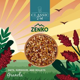 Experience the Zenko’s Granola – a symphony of flavor and crunch that contans oats, sorghum, and millets in two flavors; chocolate and honey which takes snacking to a whole new level. Elevate your taste journey with these irresistible bites! 🌾🍿 #Zenko #Snacks #SorghumPops #classicdeli #premiumfood #instafood #finefood