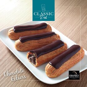 Looking for the most delicious treats? This delightful Eclair has already won the hearts of many dessert lovers.   The dessert is available in a chocolate and coffee flavours.   Ideal dessert for any occasion. Shop now on Classic Deli!   #classicdeli #eclairlifestyle #erhard #eclair #classicfinefoods #dubaifoodies #dessertloverdubai #dubaihomedelivery #dubaieat #sweettoothdubai #uaefoodies #foodlovers #dubaidessertdelivery #homedelivery #dxddelivery