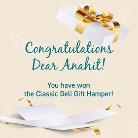 Cheers to a New Year and a New Winner! 🎉🌟 We’re thrilled to announce that @senorita.anahit is the lucky recipient of our giveaway contest! 🎁✨ Thank you to everyone who participated and shared the joy. Here’s to a year filled with more surprises and delights! 🥳🎊 #NewYearWinner #Congratulations #Giveaway @classicdeli.ae